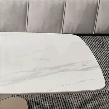 Nova Zasnova Nordijska Minimalističen Beli Tabli Mizico Iz Nerjavečega Jekla Okvir, Pohištvo Za Dnevno Sobo Majhno Stanovanje Čaj Tabela