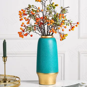 Zlati Kap Keramične Vaze Evropske Preprost Visok Tla Vaze za dnevne Sobe, Barvno Glazuro Cvetlični Lončki Okrasni Dom Dekoracija