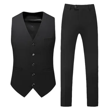 2021 Nov Modni Trend Barva Obleke Poslovnih Poklicne Naprav Topel Veter Odporne Vitek Moški Nositi Tri-Delni Set