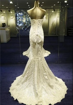 Razkošno ljubica kristali morska deklica poročne obleke poročne halje vestido de noiva curto haljo de mariage 2019 Prilagodite
