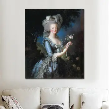 Ročno Izdelan Portret Oljnih Slik Marie Antoinette Kraljica Z Rose Klasične Platno Umetnosti Lepa Ženska, Umetnine Za Stenski Dekor