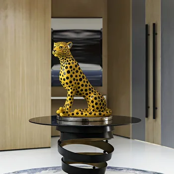 Doma Dekor Priročnik Smolo Leopard Kipi In Skulpture Nordijska Dnevna Soba Dekoracijo Kip Obrti Figurice Za Notranje Zadeve Darilo