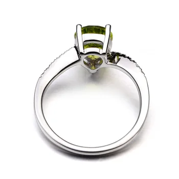 Leige Nakit Naravnih Peridot Poročni Prstan Udejstvovanje Obroči za Žensko Pear Rez Sterling Srebrna Zelena Gemstone Nakit