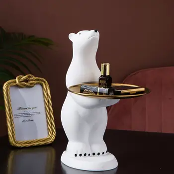 WEILEAD Evropske Mini White Smolo Polarni Medved Figurice za Dekoracijo Notranjosti Sodobne Polarni Medved Pladenj Soba Dekor Izdelki Domov