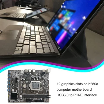B250C Rudar Matično ploščo+G3920 ali G3930 CPU CPU+RGB Ventilator+DDR4 4GB RAM+128G SSD+Switch Kabel+SATA Kabel 12XPCIE, da USB3.0 GRAFIČNO Kartico