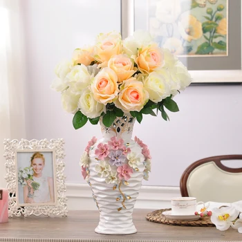 Keramični Votlih beli cvetovi vaza doma dekor veliko besedo vaze za poročno dekoracijo keramične obrti porcelan figurice