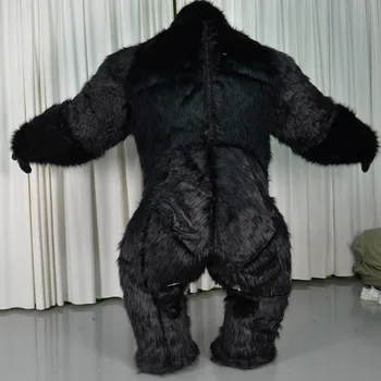 Napihljivi Black Gorilla Krznen Maskota Kostum Za Odrasle Halloween Stranka Igra Fursuit Risanka Obleko Obleke Karneval Božič, Velikonočni Oglas