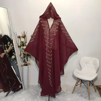 DOIB Afriške Obleke za Ženske Abaya Šifon Batwing Sequins Biseri Beading Dashiki Islam Dubaj Arabija Obleko Robe