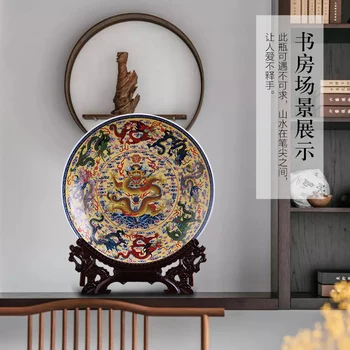 Porcelana Keramični Feng Shui Devet Zmajev Stenske Tablice Velike Dekoracijo Krožnika Novi Kitajski Slog Doma Okraski Okraski
