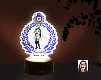 Prilagojene Ženski Policija Karikatura DEKORATIVNI 3D TRINKET LED Osvetljeni Nočni Lambası-1
