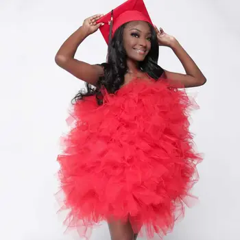 Rdeča Til Obleke Za Afriške Ženske Brez Naramnic Mini Rojstni Dan Obleko Za Photoshoot Žogo Halje Za Božič Po Meri
