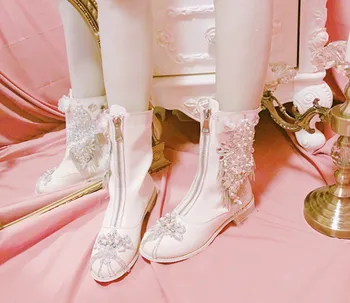 Lolita čevlji sweet princess dnevno elegantno japonski nizke pete letnik čipke pearl kawaii čevlji cosplay loli ženske čevlje cos