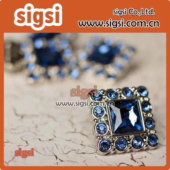 Visoka kakovost kvadratnih bleščečo modro kristalno akril nosorogovo gumb za dekoracijo