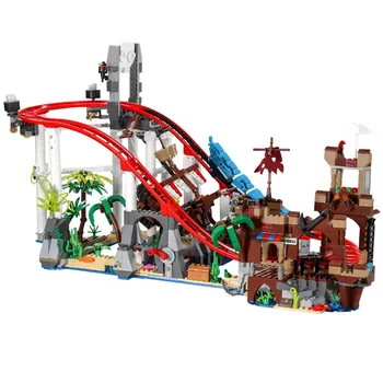 Mailackers Ustvarjalne Pirat Roller Coaster Gradnikov Z Razsvetljavo Pribor Film Nastavite Opeke Igrače Za Otroke Darilo