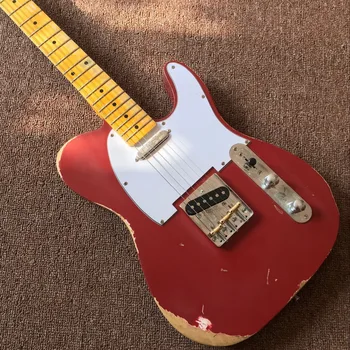 Trgovina meri.6 Strune Javor fingerboard rdeče barve, Električna Kitara,gitaar relikvije z rokami.resnično fotografije