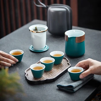Odrasli čaj nastavite orientalski tradicionalnih keramični kitajski kung fu čaj, set potovalnih Pokal slovesnosti darila juego de te Čaj storitev