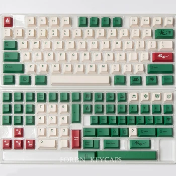 Nov Izdelek Zeleni Tabor Temo Japonskih/English Senčenje PBT Keycap 141-ključ Nastavite Prvotno Višino Igralne Mehanske Tipkovnice Keycap