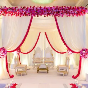 3M*3M*3M rdeči in beli kvadrat krošnjami zavesa/chuppah/vreteno zavesa z zamotek za poročno dekoracijo,Vključno z Zavesa in Stojalo