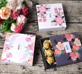 40PCS Predal Polje Papir Embalaža Sakura Cvetje Čokoladna bonboniera Poročno Darilo Pogodbenice Prednost Majhno Darilo Škatle za Nakit Kartona