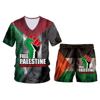 UJWI Palestine Polo Majico In Kratke Nastavite Moških Oblačil Prevelik T-shirt Palestina, Izrael Skladbo Suite Telovnik 5XL Dropshipping vojne