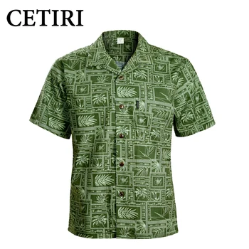 CETIRI Moški Majica za Moške Hawaiian Zelena Majica Bombaž Plus Velikost pustna Srajce Za Moške Srajca Homme Camisa Palmeiras Overhemd