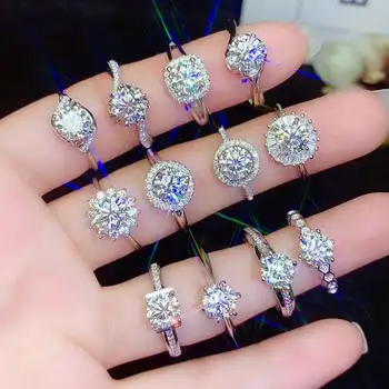 KJJEAXCMY Boutique Nakita 925 Sterling Srebro 1.0 Karat Mosamo Diamantni Prstan v za Ženske