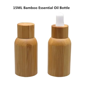 15ml Polno Bambusa Stekla Linijskih Eterično Olje, Steklenica Rjava Stekla, Eterično Olje, Stekleničke S Kapalko Gume