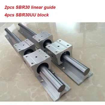 30 mm linearni železniškega 2pcs SBR30 1100 mm 1200 mm in 4pcs SBR30UU linearni blok za cnc deli
