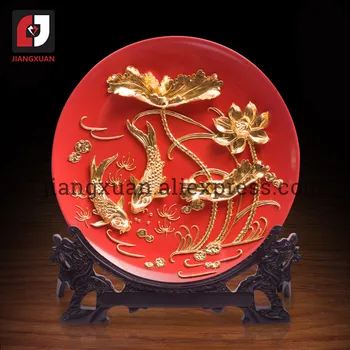 Edinstven krap lotus 24k zlata folija iz porcelana keramični krožniki 8 palec simbolizira bogato življenje obrti za naselje darila