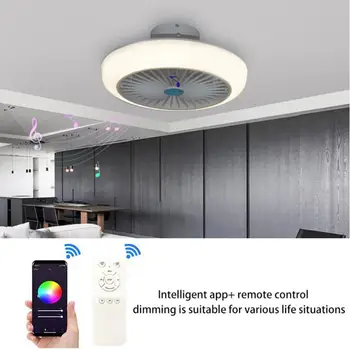 Spalnica Stropni Ventilator, Nordijska Doma, Spalnica, Jedilnica LED Stropni Ventilator Svetlobe Smart APP Bluetooth Glasbe Nevidno Fan