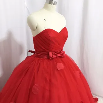 Glamurozne Rdeče Ogrinjalo De Mariee Off Ramo Ljubica Naguban brez Rokavov Lok Žogo Obleke Poročne Obleke 2018