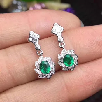 Naravni smaragdno uhane 925 v sterling srebrni gemstone nakit za ženske z šatulji