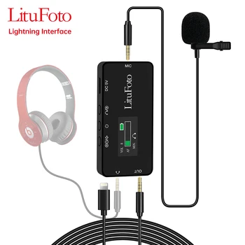 LituFoto VV18 Microfone Strele Vmesnik Kondenzator Žično Digitalni Lavalier Mikrofon Za Iphone, v Živo, Snemanje Mikrofon PC