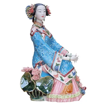 Shiwan Umetniške Kitajski Dama Figur Glazirana Glina Orientalski Lepota Azijskih Ženska Lončenine Kiparska Umetnost Keramične Kip Zbirateljskih