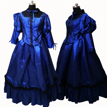 2020 Novo modro viktorijanski Halloween Cosplay obleko Kolonialne gruzijska Renaissance Gothic Zgodovinski obleko D-354