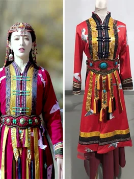 Xiao Feng Eksotičnih Manjšinskih Tibera Princesa Kostum Hanfu Rdeča Poroko Kostum za TV Predvajanje Dong Gong - Adijo Moja Princesa