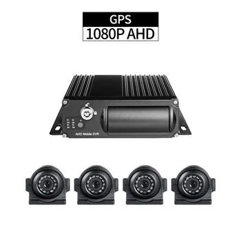 1080P Cikel Snemanja v/I Opozorilo Zamudo Shutdown za Vozila Varnostne 4CH AHD GPS Tovornjak Mobilne DVR z 4pcs 2.0 MP Strani Kamere