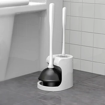 Kompaktne Plastike Toilet Bowl Krtačo In Bat Combo Nastavite Z Imetnik - Caddy Za Kopalnico Shranjevanje - Trmast, Težka