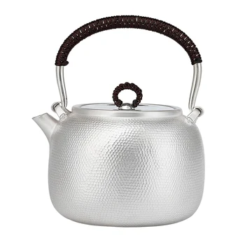 Starost Japonski srebro grelnik vode fine srebrni 999 čisto priročnik za gospodinjstvo kladivo srebro čaj lonec obnavljanje starih načinov