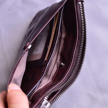 AETOO Retro prva plast usnja dolgo denarnice, osebno moške visoke zmogljivosti priložnostne denarnice, usnjeni zadrgo telefon vrečko