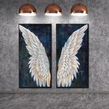 Brezplačna Dostava Angel Krila Ročno poslikano Visoka Kakovost, Sodobno Abstraktno Oljna slika na Platnu Povzetek Oljno sliko za dnevno Sobo