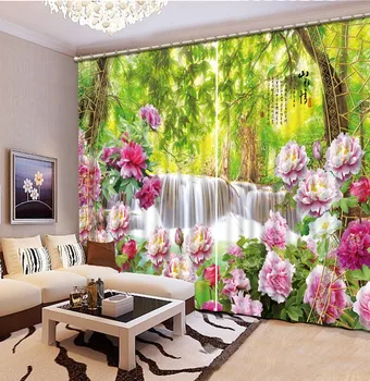 Zavese za dnevne sobe 3D cvet pokrajino 3D Okna Zavese Za Posteljni sobi Doma Dekoracijo