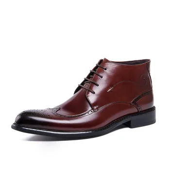 2021 britanski stil letnik moški čevlji pravega usnja, črna Italija moški škornji moški čevlji za poroko