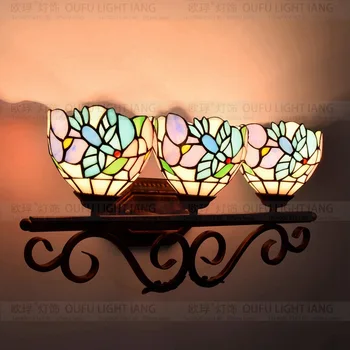 Meso Državi Cvetje Tiffany letnik Vitraž Železa stenske svetilke zaprtih postelji stenske luči za dom AC 110V/220V