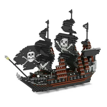 3633Pcs Črn Pirat Ladje gradniki DIY Izobraževalne Igrače, Mikro Opeke Creative za Otroke Odrasle