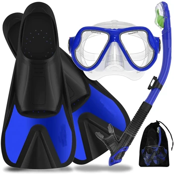 Vrhunsko Flipper Snorkeling Paket Set Potapljanje Masko Snorkel Silicij Purge Ventil in Kratke Plavati Plavuti za Potapljanje Plavuti Prestavi s Velikosti