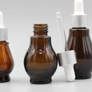 Vroče prodaje amber prazen kozarec aromaterapija tekočina rjava 20ml eterično olje masaža pipeto steklenice