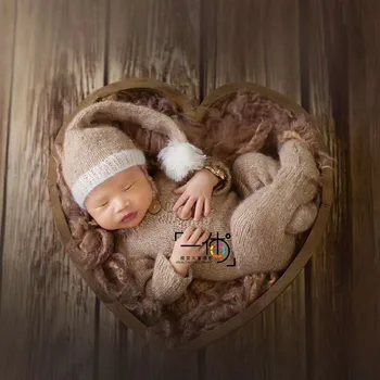 Otrok Fotografija Rekviziti Preprost Veter Lesene obliki Srca Polje Novorojenčka En Mesec Baby Modeliranje Pomožne Rekviziti Košaro Posode