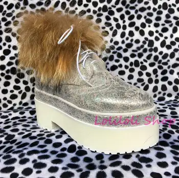 Princesa sweet lolita čevlji Lolilloliyoyo antaina Japonski design čevlje po meri srebrno usnje ravno čevlji z lisica krzno yd001-3