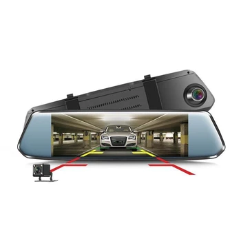 7 palčnim 1080P Avto DVR Kamere pridržite Zaslon Dash Cam Dvojno Objektiv Video Snemalnik Vzvratnega Ogledala, Kamere za Avtomobilsko Varnost